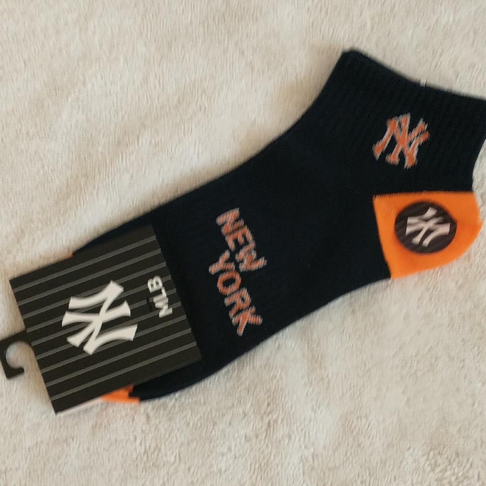 New York Yankee Socks, Blue And Orange, Size Women's Medium
